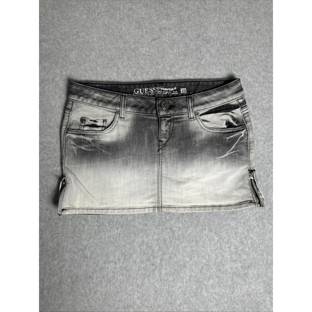 VTG Guess Denim Acid Wash‎ 3D Design Mini Skirt Women's Sz 29 Y2K